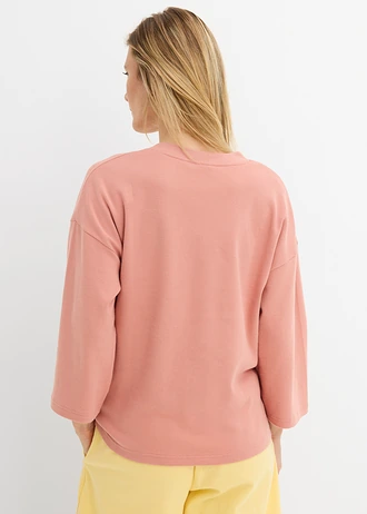 Boxy shirt van zwaar biologisch katoen, Kleur: poederbruin