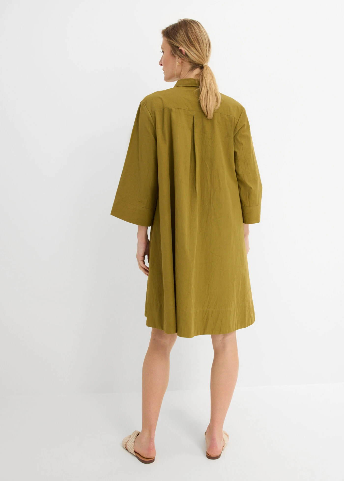 Rochie-bluză din bumbac organic 100% • verde-natur • magazin bonprix