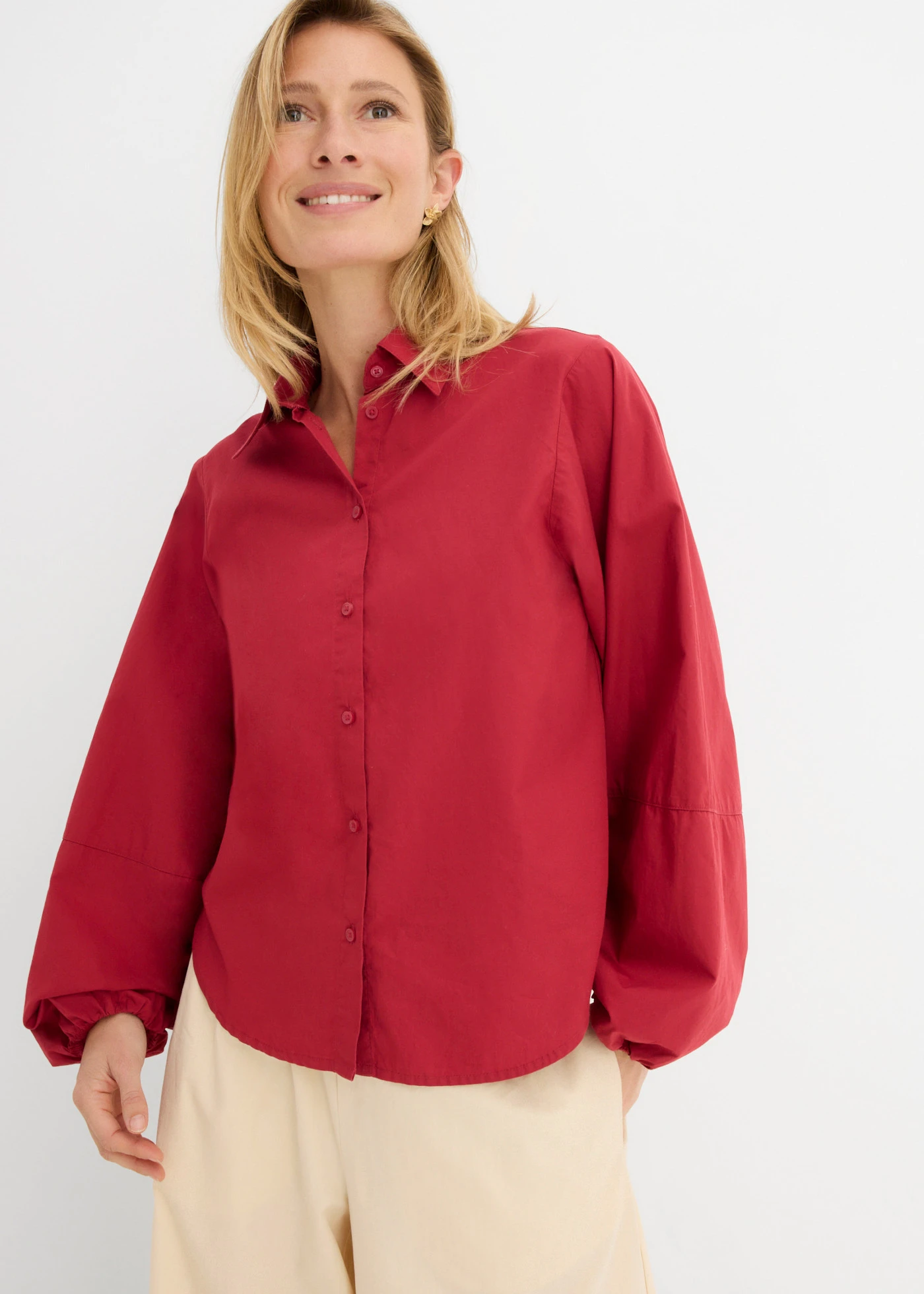 Blouse van biologisch katoen • kersenrood • bonprix online shop