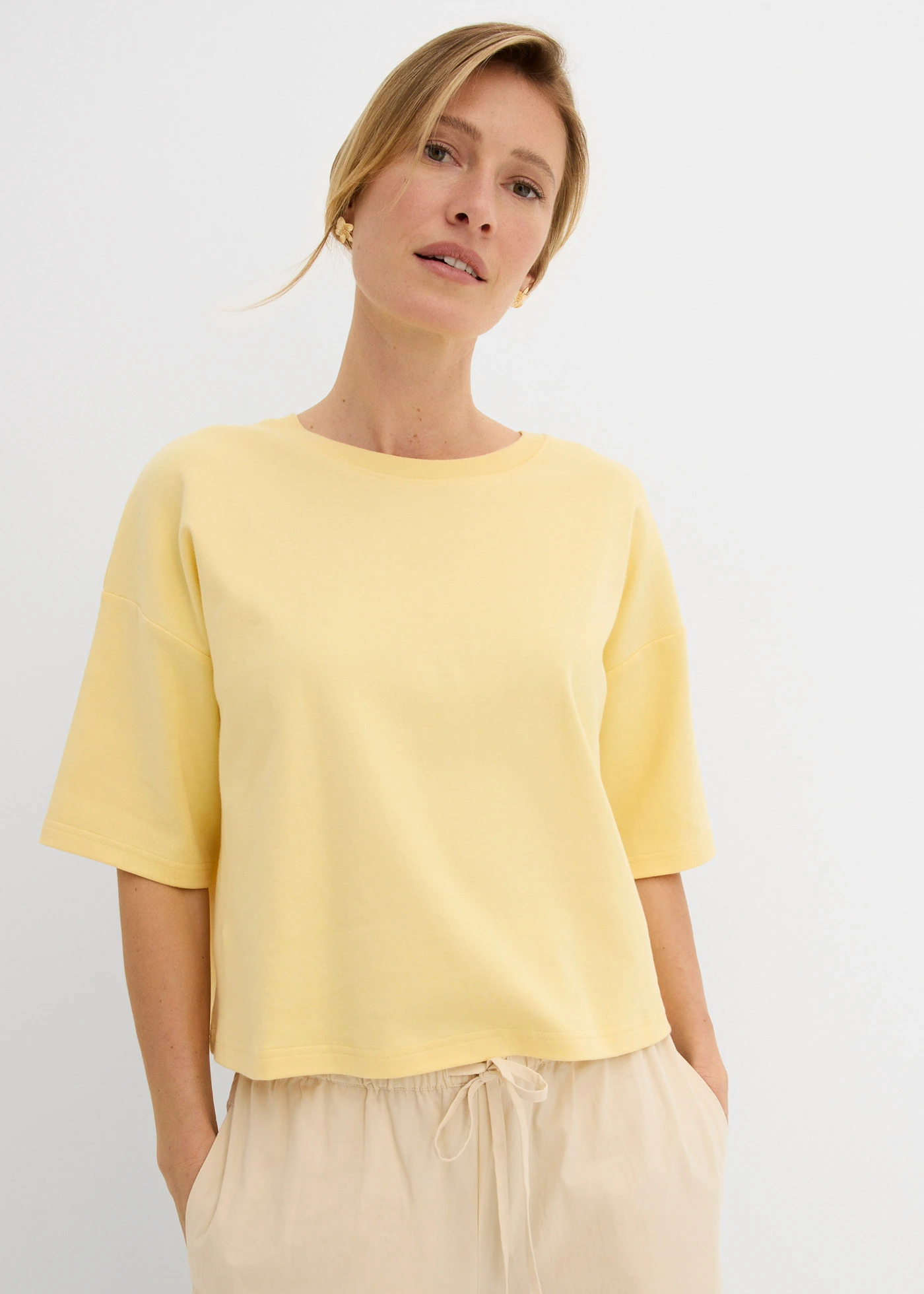 T-shirt van biologisch katoen • pastelgeel • bonprix online shop