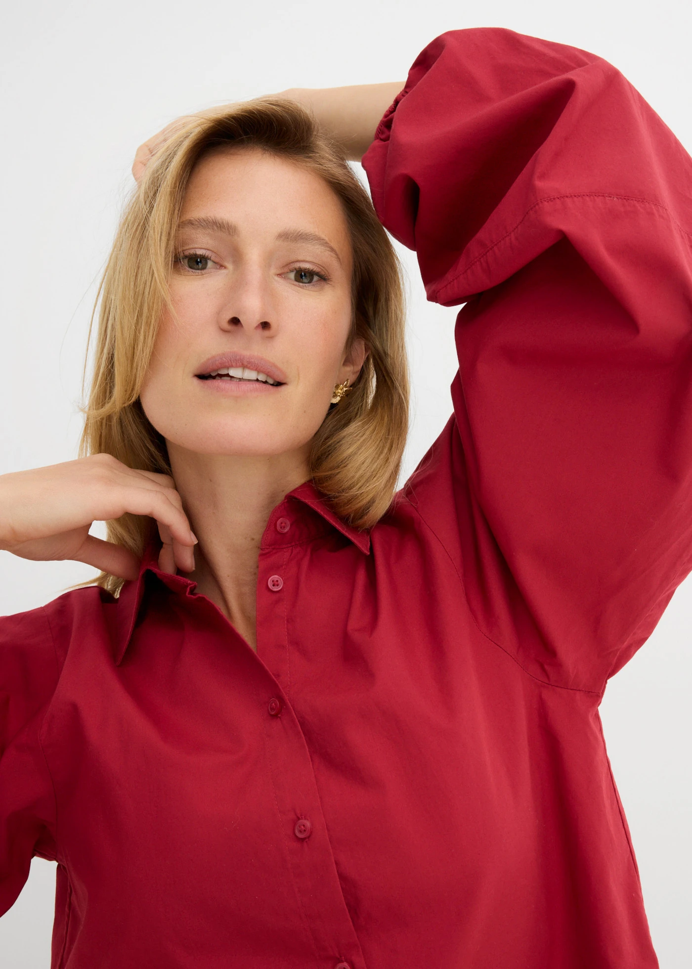 Blouse van biologisch katoen • kersenrood • bonprix online shop