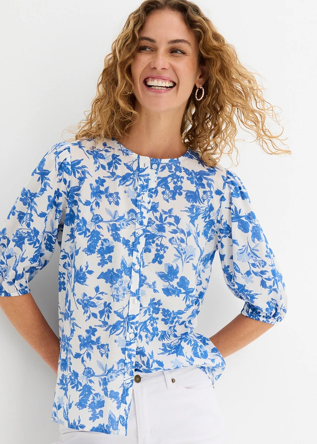 Chemisier 100% coton • écru-bleu clair-bleu glacier floral • product-page.page-title-suffix