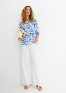 Blouse van puur katoen • wolwit-lichtblauw-gletsjerblauw gebloemd • bonprix online shop