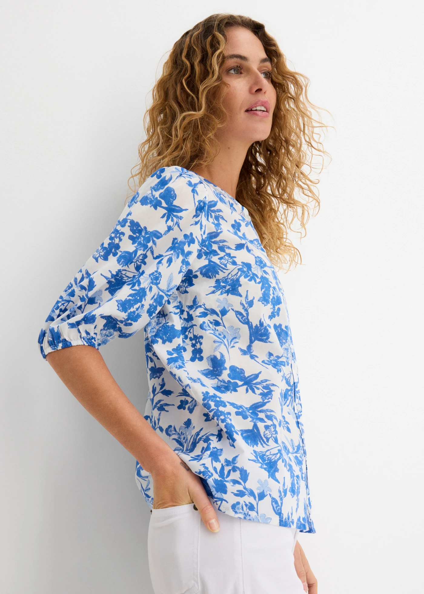 Chemisier 100% coton • écru-bleu clair-bleu glacier floral • Boutique bonprix