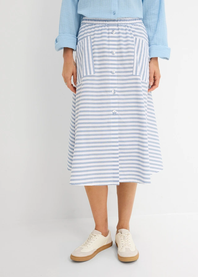 Rok van puur katoen • middenblauw-wit-donkerblauw gestreept • product-page.page-title-suffix