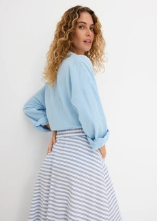 Jupe midi 100% coton • bleu moyen-blanc-bleu foncé rayé • Boutique bonprix