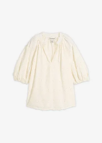 Blouse longue 100% coton, Couleur: écru