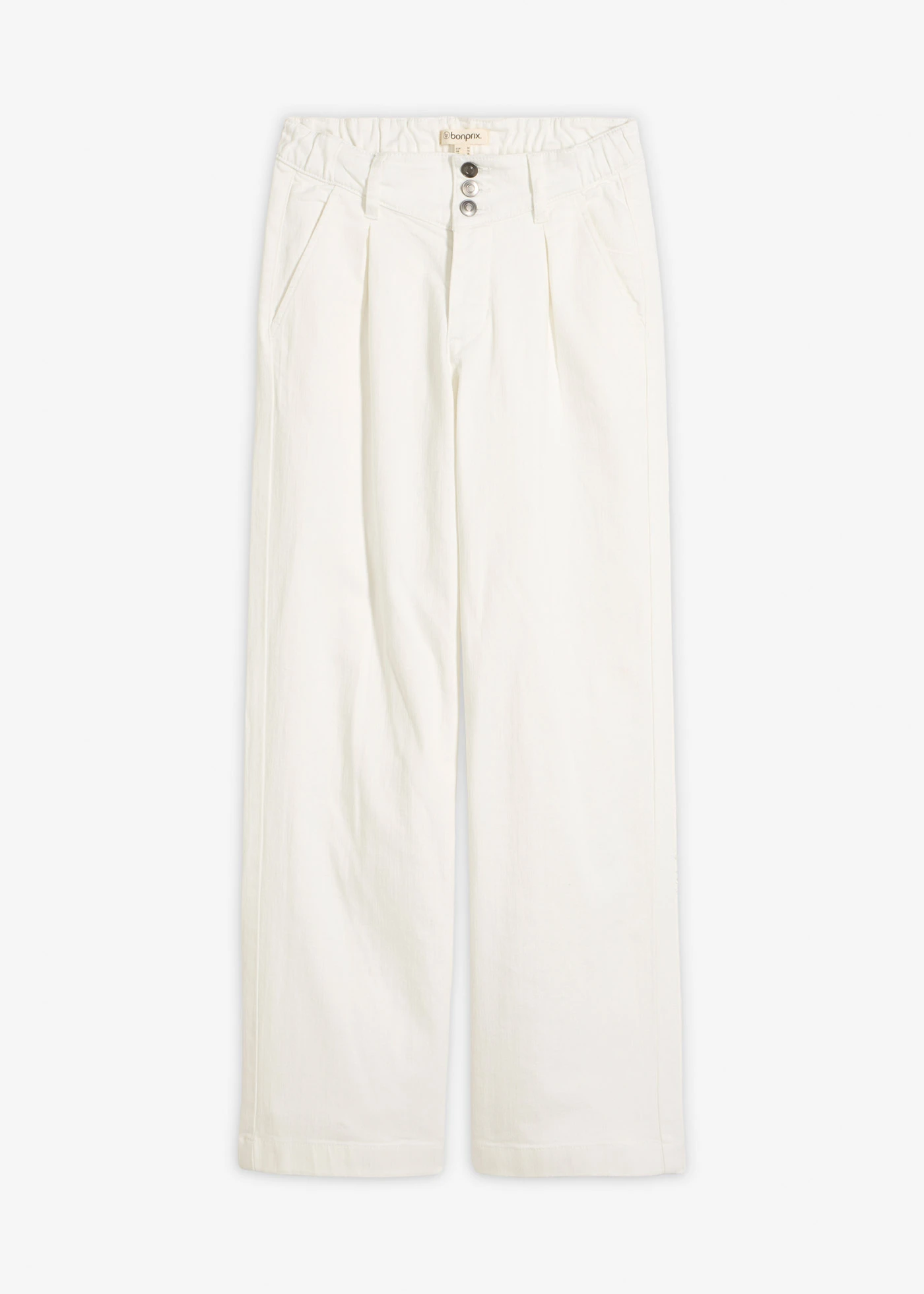 Jean large, taille haute et élastiquée, cropped • écru • Boutique bonprix