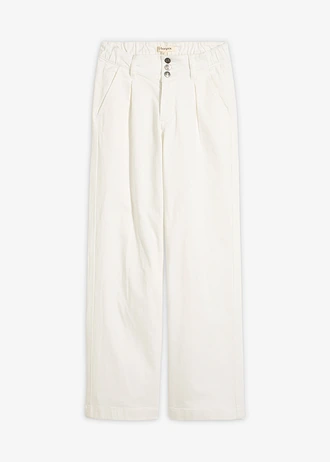 Wide leg jeans met high waist en comfortband, cropped