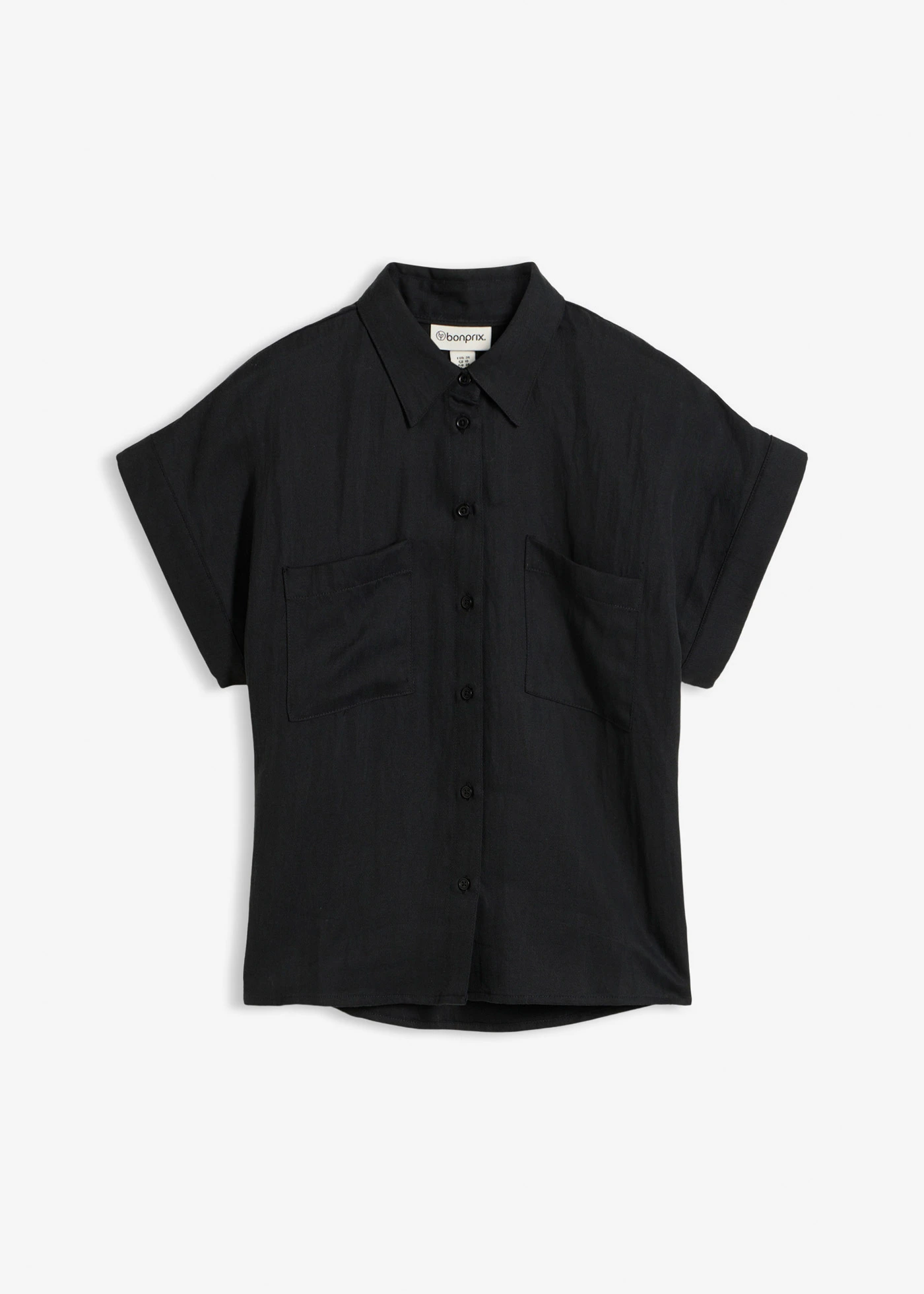 Overhemdblouse in een soepele lyocellmix • zwart • bonprix online shop