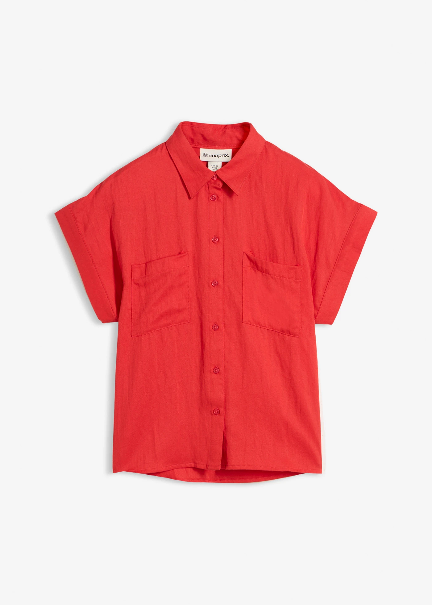 Overhemdblouse in een soepele lyocellmix • aardbeirood • bonprix online shop