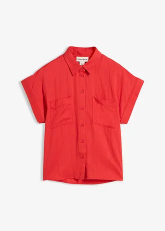 Overhemdblouse in een soepele lyocellmix • aardbeirood • bonprix online shop