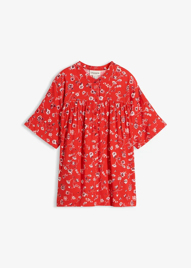 Blouse ample en viscose fluide, Couleur: fraise floral