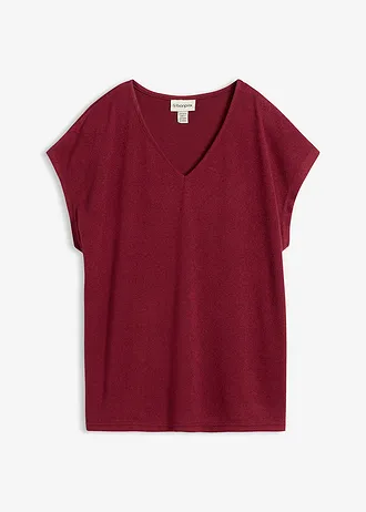 Oversize triko se vzhledem pleteniny • rubínově červená • bonprix obchod