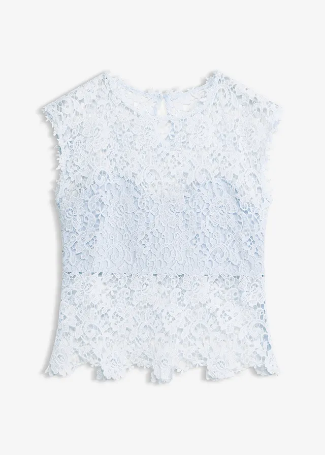 Top van kant • poederblauw • bonprix online shop