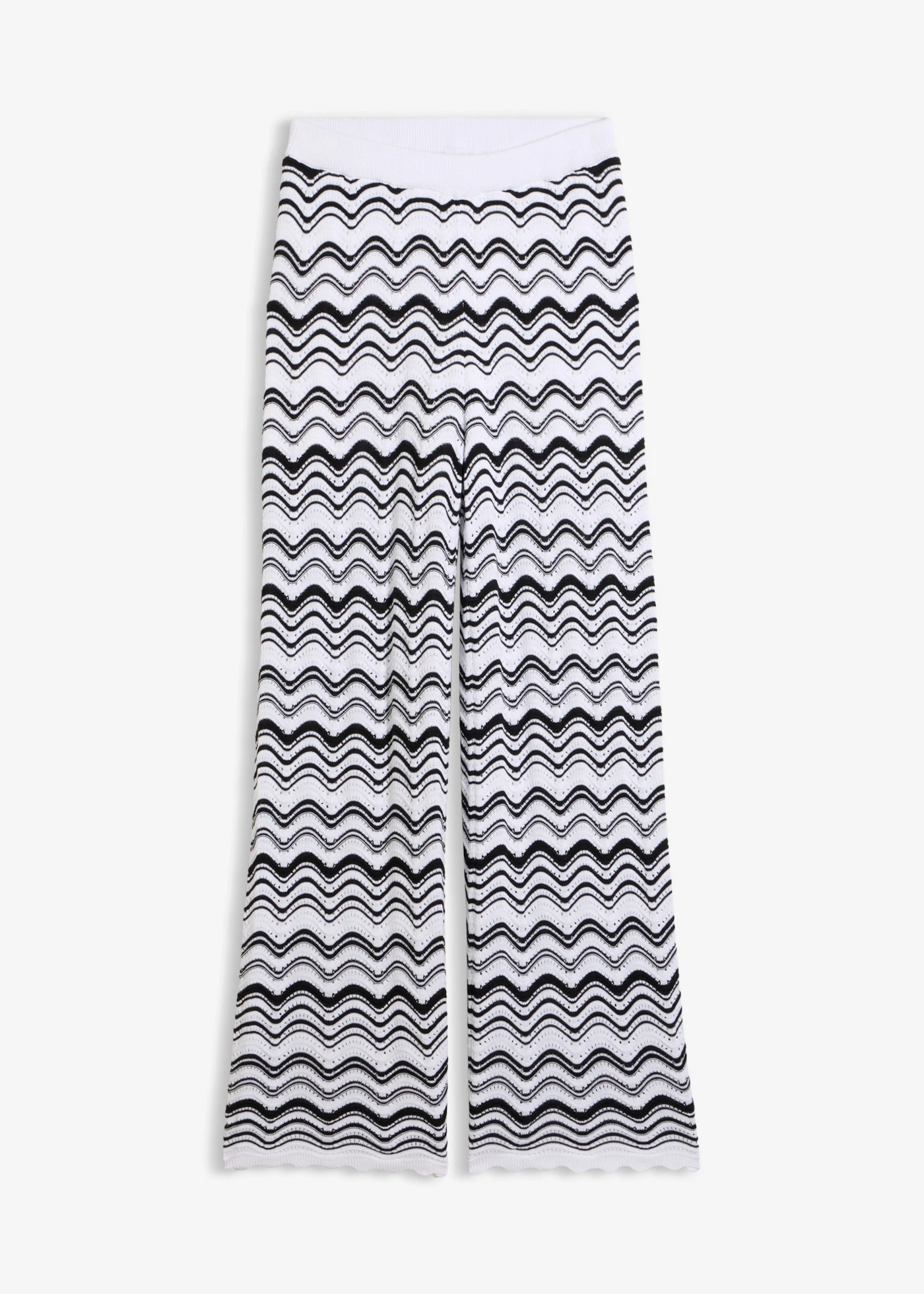 Gebreide broek • wolwit-zwart • bonprix online shop