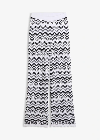 Gebreide broek • wolwit-zwart • bonprix online shop