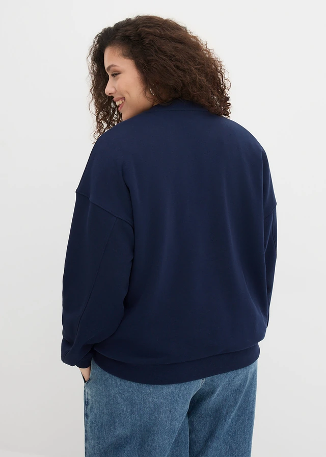 Sweat oversize 100% coton, Couleur: bleu foncé