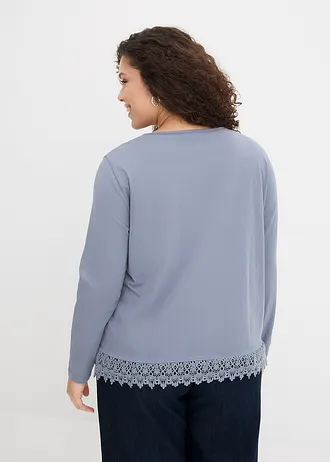 Longsleeve van puur katoen (set van 2), Kleur: rookblauw-donkerblauw