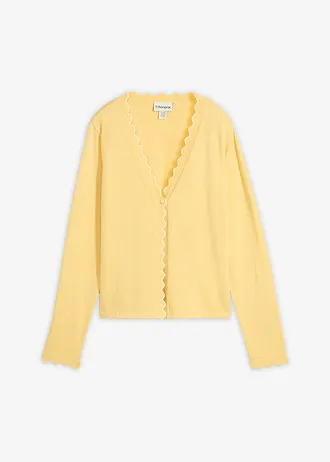 Gilet en fine maille contenant de la soie • jaune clair-blanc cassé • Boutique bonprix