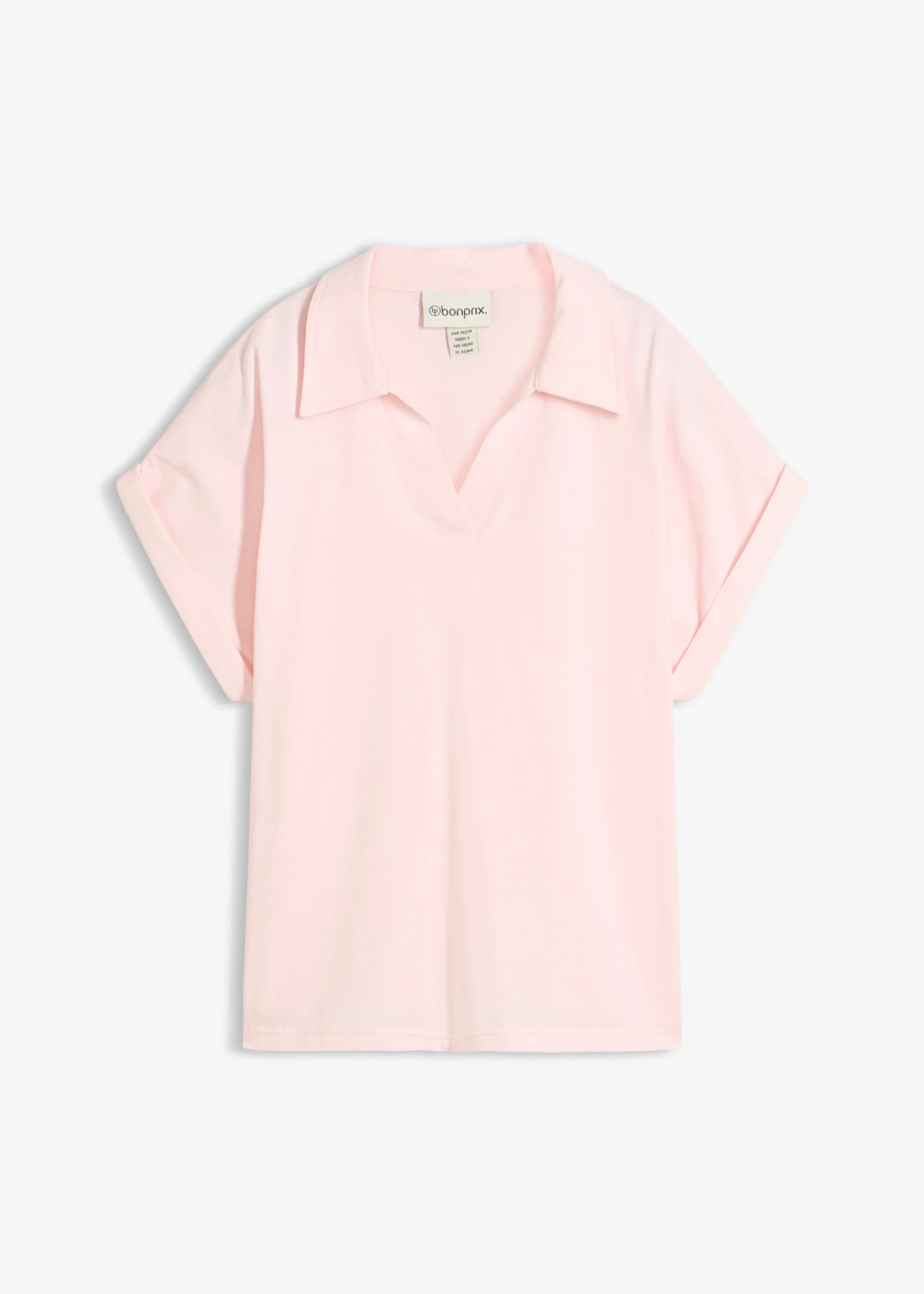Wijd poloshirt met zijde • lichtroze • bonprix online shop
