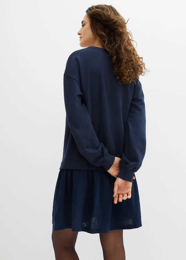 Robe sweat avec jupe tissée • bleu foncé • product-page.page-title-suffix