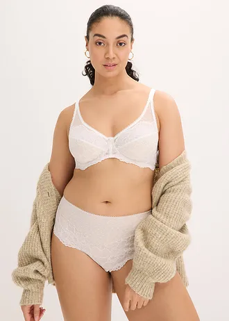 Soutien-gorge minimiseur avec dentelle • blanc-marron clair • Boutique bonprix