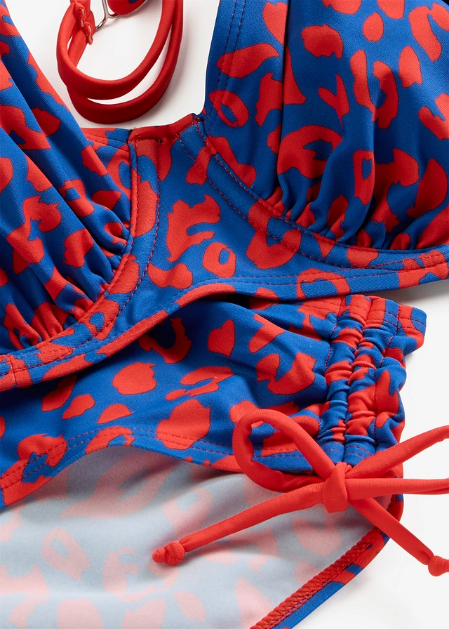 Beugel bikini met strikkoordjes (2-dlg. set) • blauw/rood luipaardprint • product-page.page-title-suffix