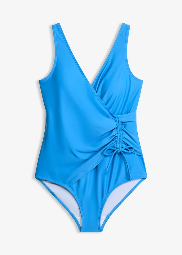 Corrigerend badpak met plooitjes, licht corrigerend • staalblauw • bonprix online shop