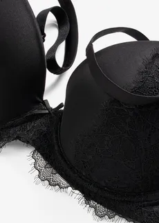 Soutien-gorge à coques en matière brillante • noir • Boutique bonprix