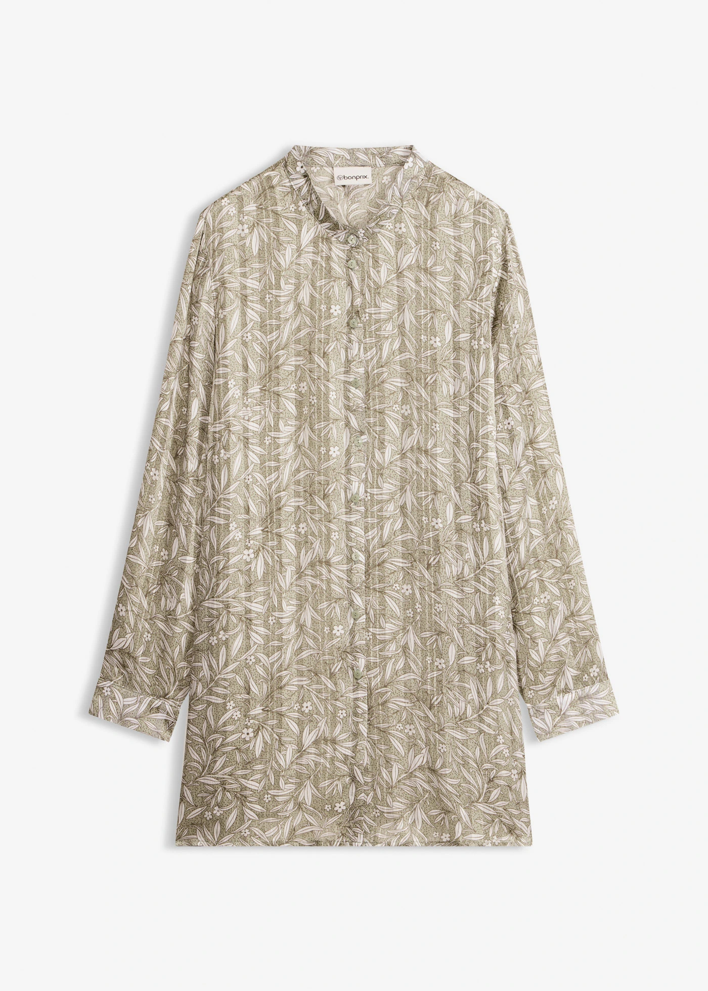 Lange blouse van chiffon • lichtgroen gebloemd • bonprix online shop