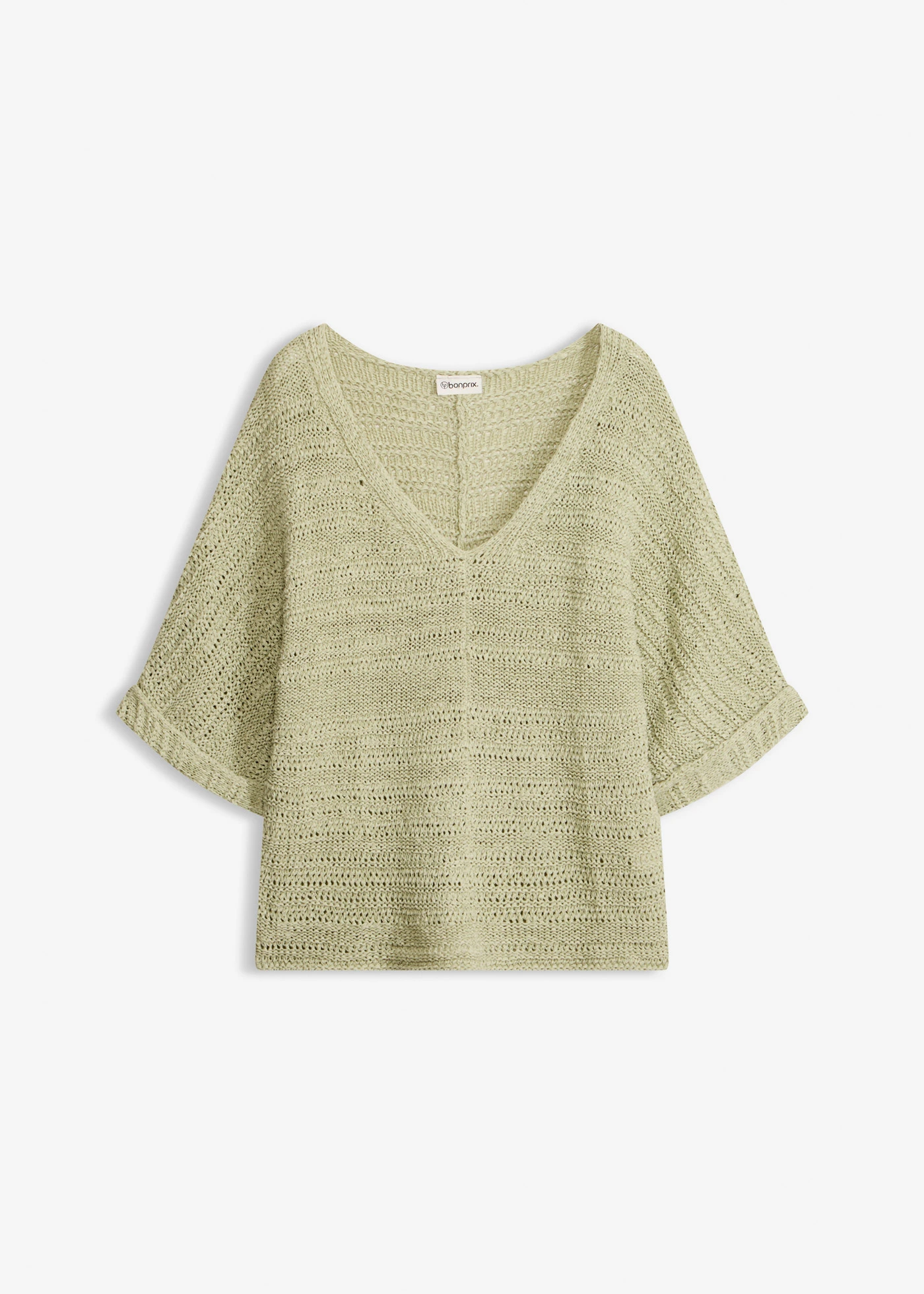 Pull en maille ajourée • gris vert • Boutique bonprix