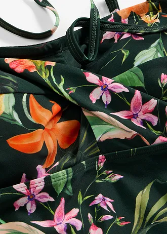 Bandeau tankini in wikkellook (2-dlg. set) • groen gebloemd • bonprix online shop