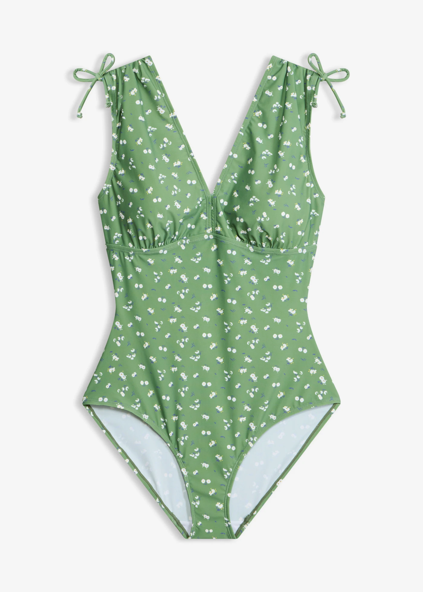 Maillot 1 pièce sculptant à larges bretelles, maintien léger • bleu floral • Boutique bonprix