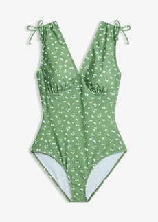 Licht corrigerend badpak met brede bandjes, Kleur: blauw gebloemd