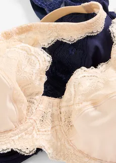 Sutien cu armătură cu dantelă fină (set/2 buc.) • roz pudrat+albastru marin • magazin bonprix