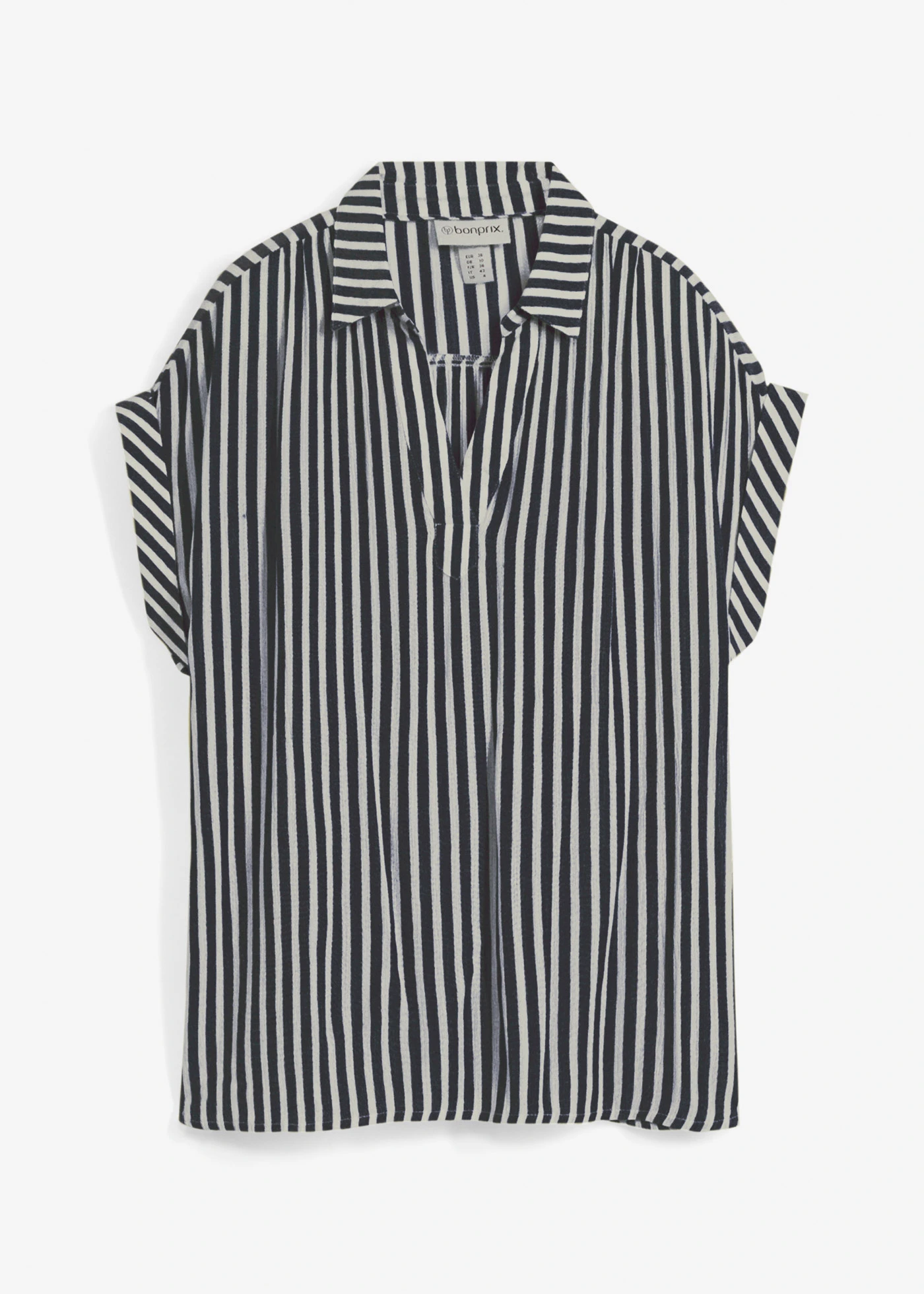 Blouse van soepele viscose, korte mouw • donkerblauw/wit gestreept • bonprix online shop