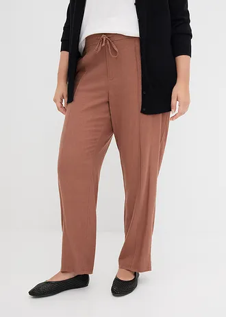 Pantalon en lin mélangé, Couleur: marron