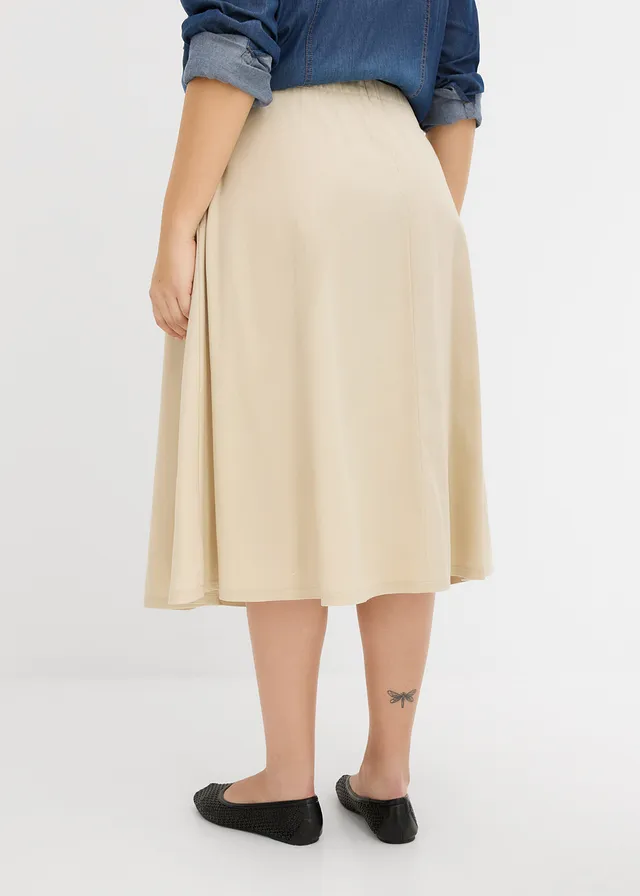 Twill rok van puur katoen, Kleur: lichtsand