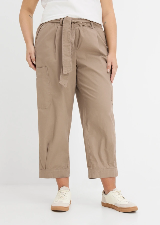 Pantalon cargo raccourci, Couleur: taupe