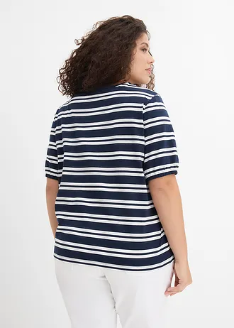 T-shirt van puur biologisch katoen, Kleur: donkerblauw/wit gestreept