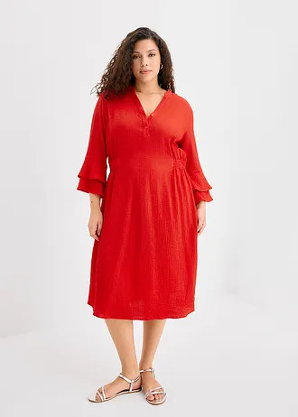 Robe en matière texturée, Couleur: fraise