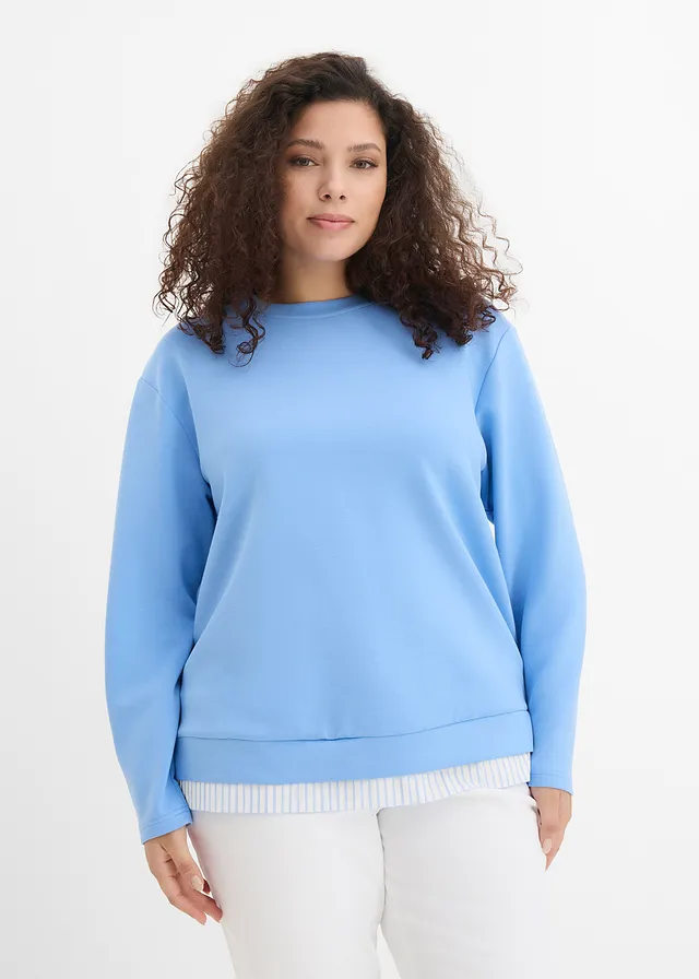 Sweat en matière néoprène, Couleur: bleu moyen-écru