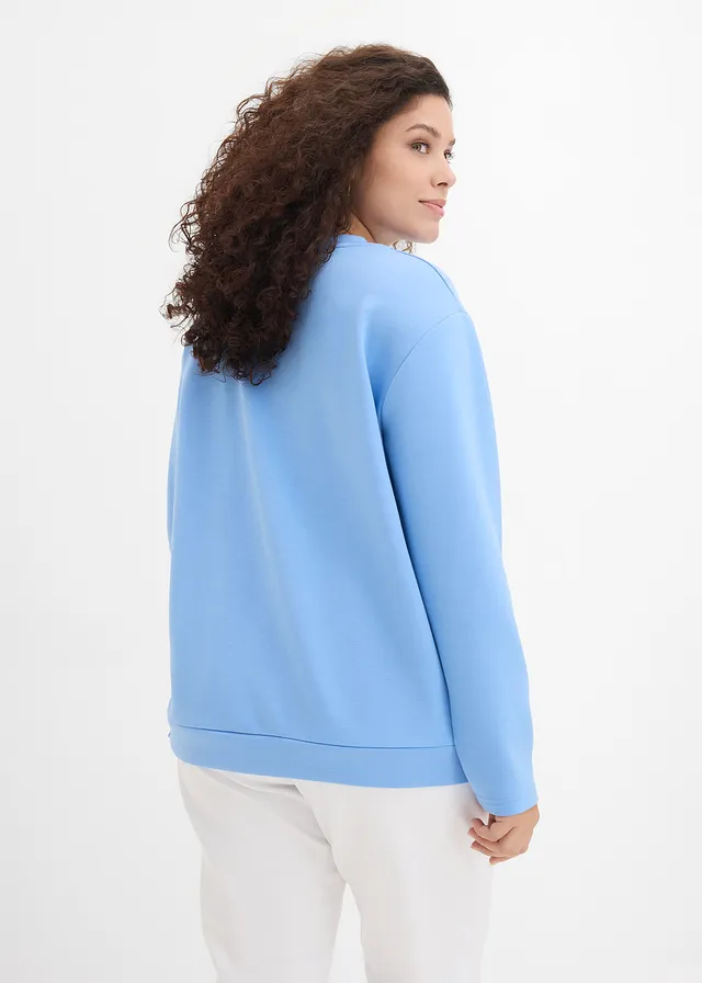 Sweat en matière néoprène, Couleur: bleu moyen-écru