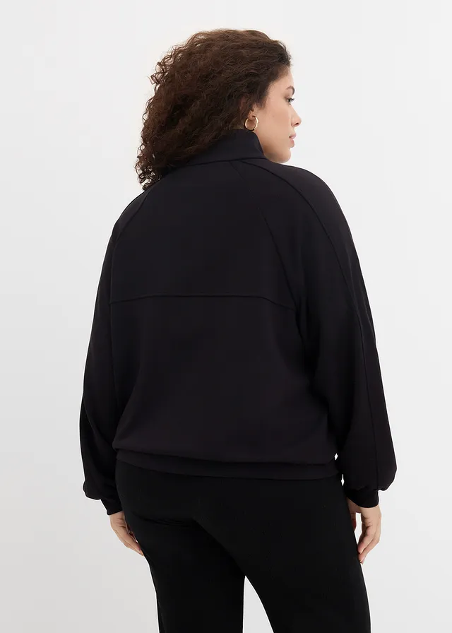 Sweat zippé en matière néoprène, Couleur: noir