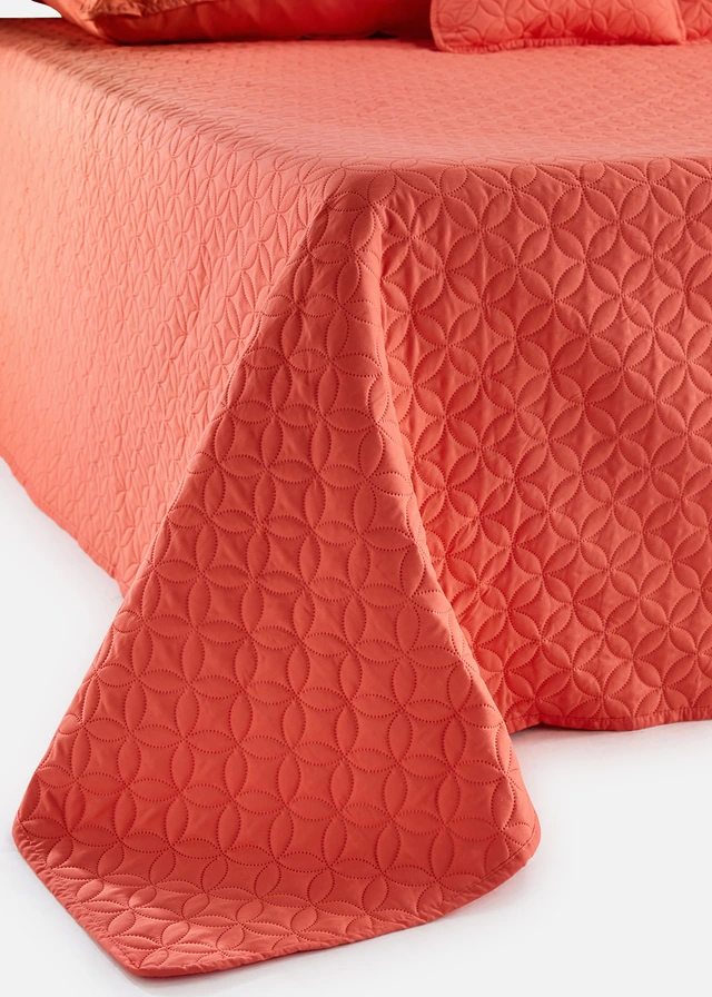 Sprei met stiksels, Kleur: koraal