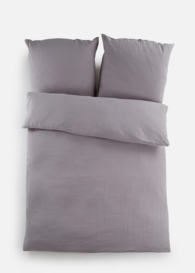 Parure de lit en gaze de coton • gris • Boutique bonprix