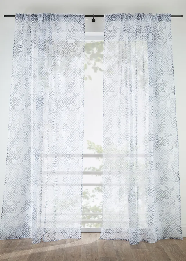 Voilage à imprimé (1 pce) • gris/blanc • Boutique bonprix