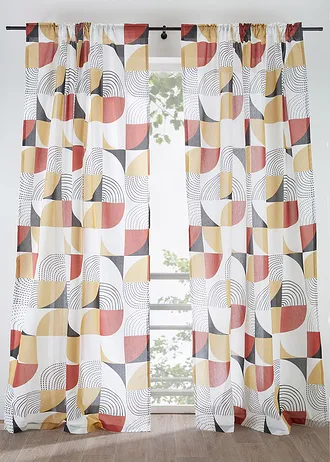 Voilage en polyester recyclé (1 pce) • brun marsala-grès-gris foncé • Boutique bonprix