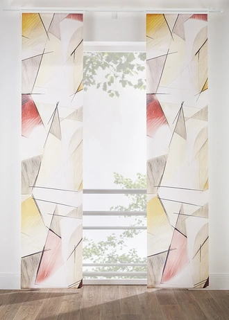 Ondoorzichtig paneelgordijn met retro print (1 stuk), Kleur: crème-multicolour